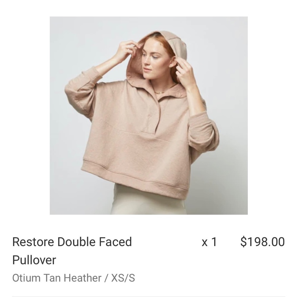 Lunya Double Faced Hoodie, size XS/S, oversized, tan heather